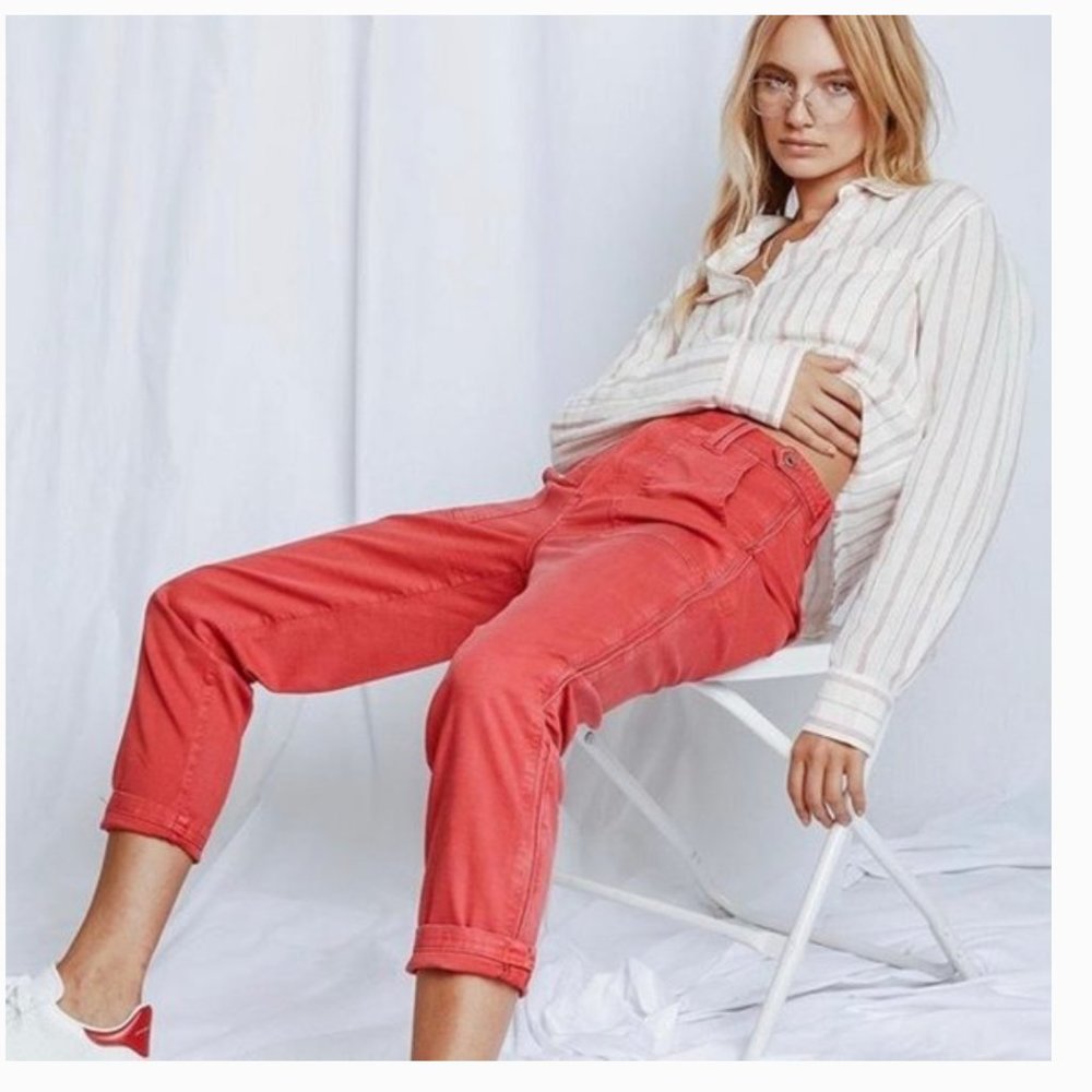 Pistola Red Ankle Cropped Jeans